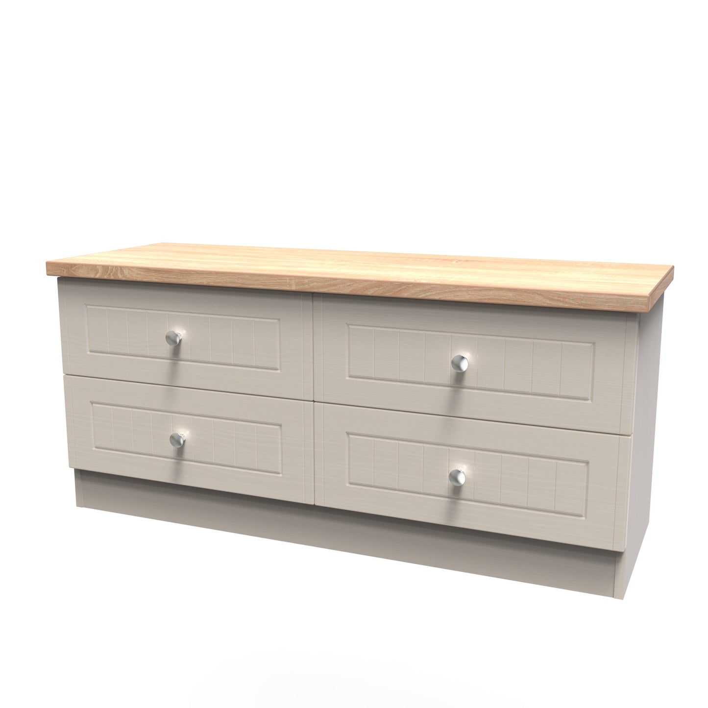Vienna Large Chest of Drawers Off-white & Light Oak 4 Drawers 110cm