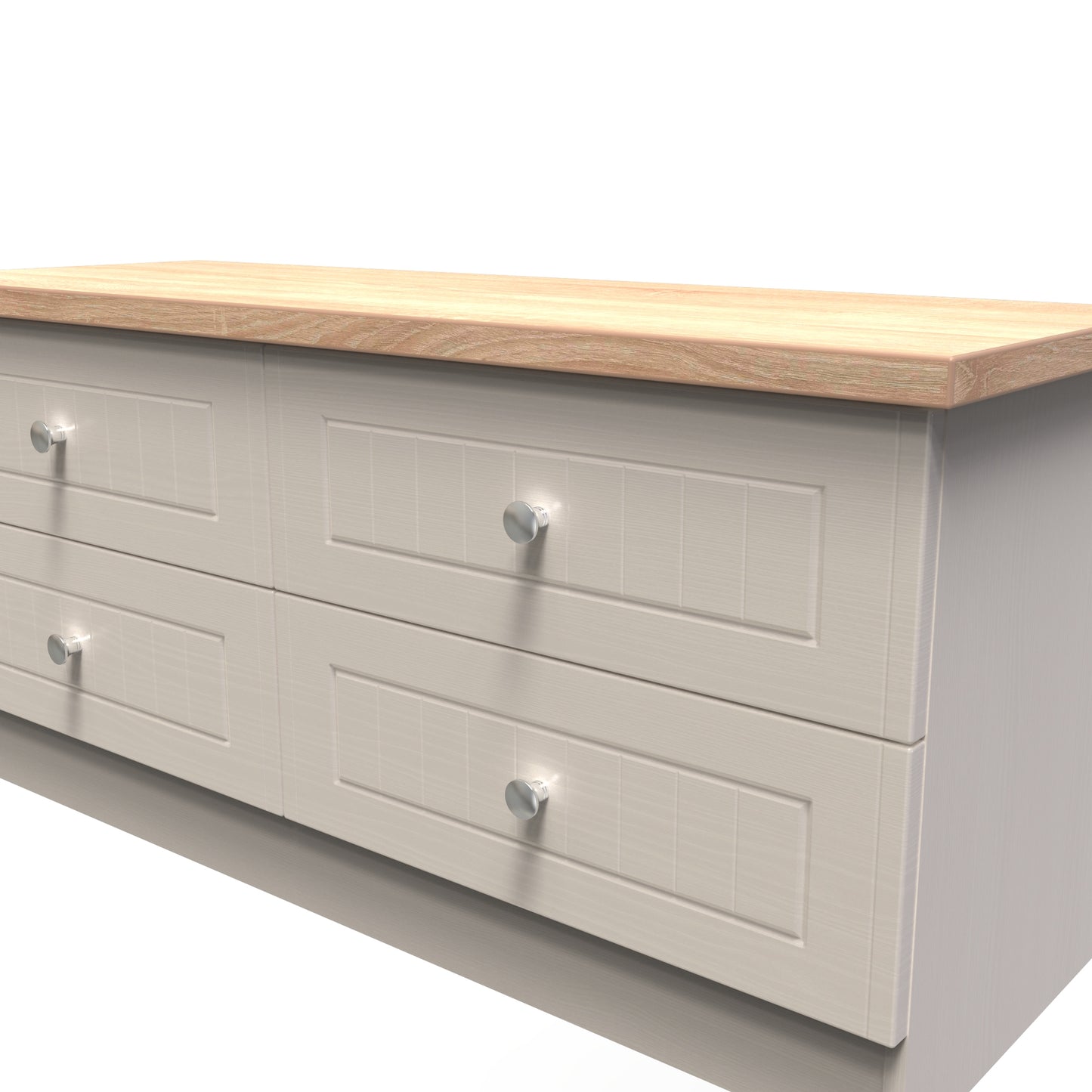 Vienna Large Chest of Drawers Off-white & Light Oak 4 Drawers 110cm