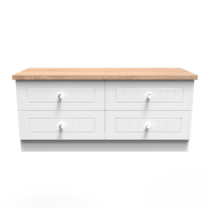 Vienna Large Chest of Drawers White & Light Oak 4 Drawers 110cm