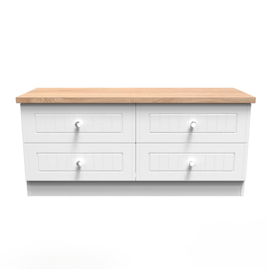 Vienna Large Chest of Drawers White & Light Oak 4 Drawers 110cm