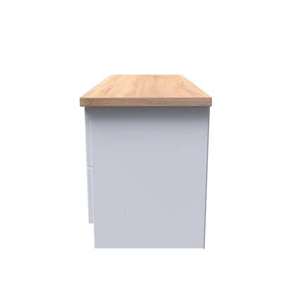 Vienna Large Chest of Drawers White & Light Oak 4 Drawers 110cm