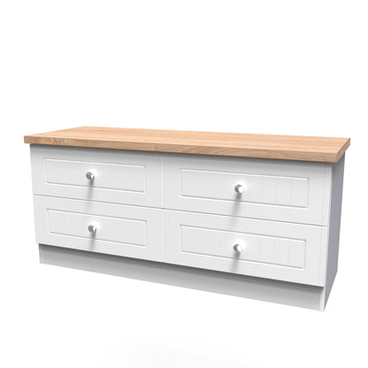 Vienna Large Chest of Drawers White & Light Oak 4 Drawers 110cm