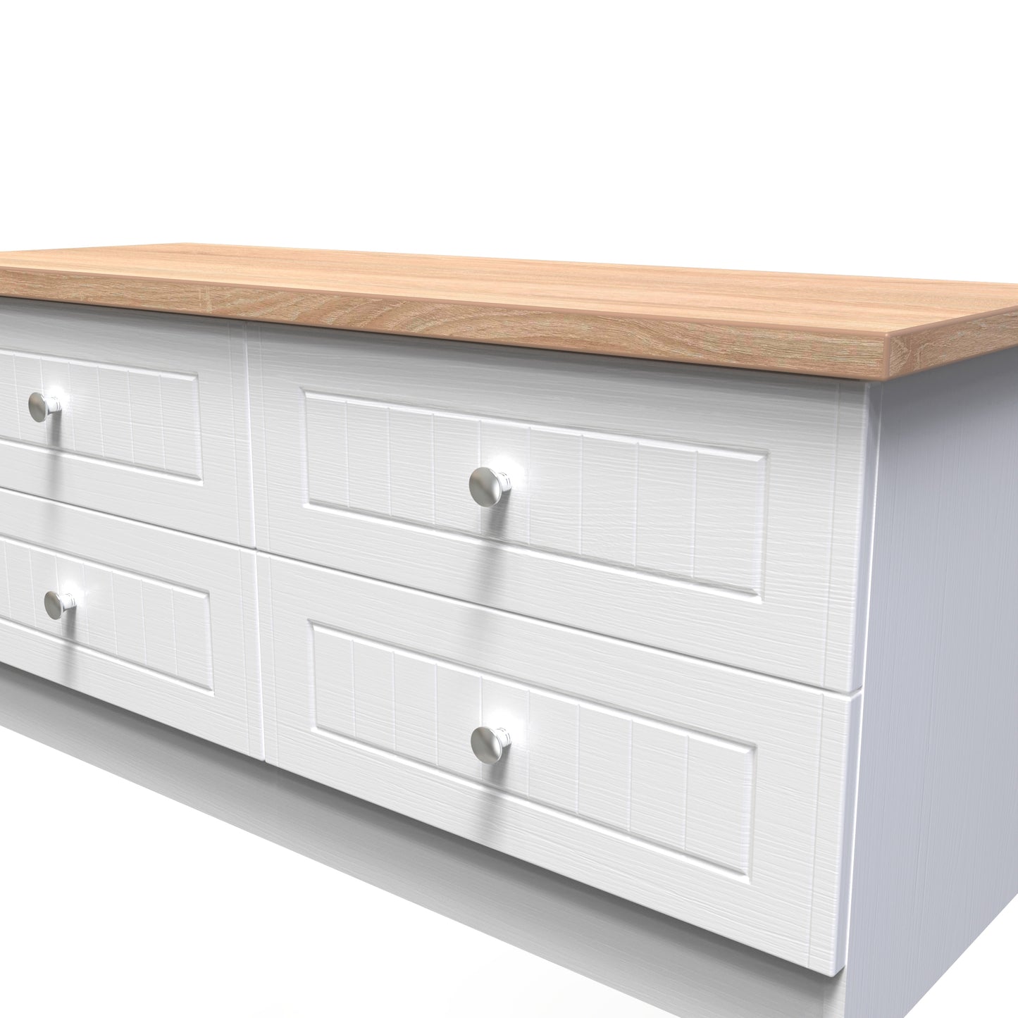 Vienna Large Chest of Drawers White & Light Oak 4 Drawers 110cm
