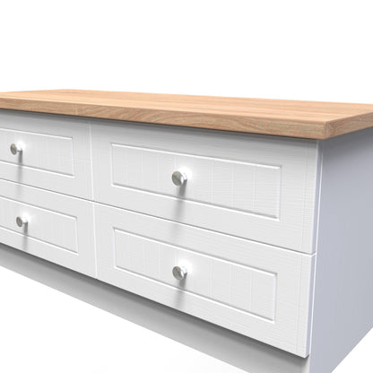 Vienna Large Chest of Drawers White & Light Oak 4 Drawers 110cm