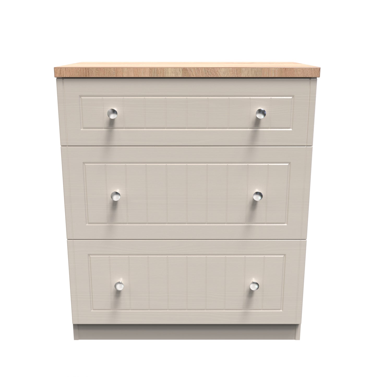 Vienna Chest of Drawers Off-white & Light Oak 3 Drawers 39cm