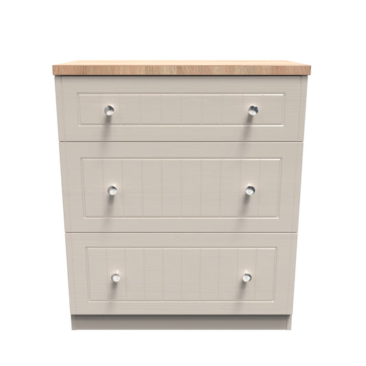 Vienna Chest of Drawers Off-white & Light Oak 3 Drawers 39cm