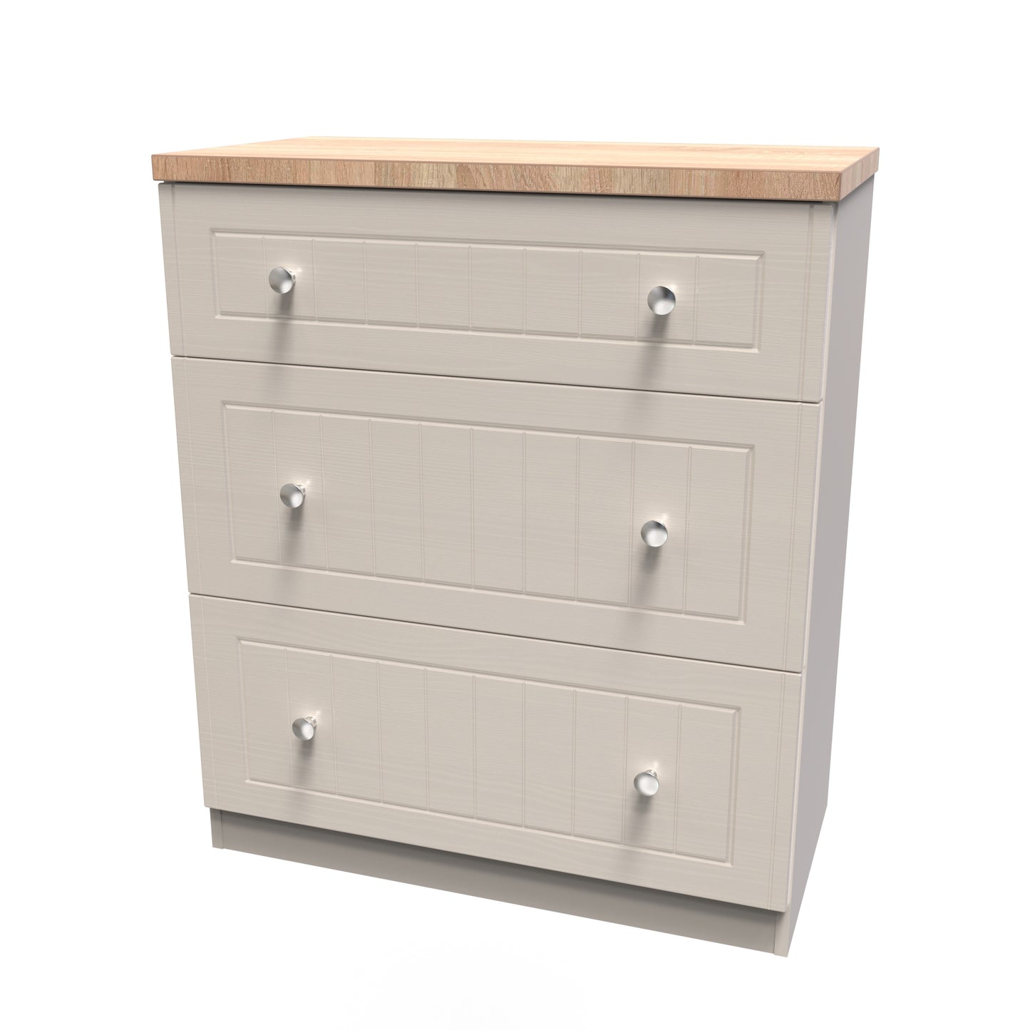 Vienna Chest of Drawers Off-white & Light Oak 3 Drawers 39cm