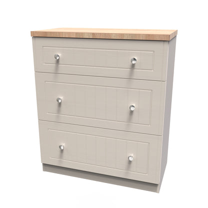 Vienna Chest of Drawers Off-white & Light Oak 3 Drawers 39cm