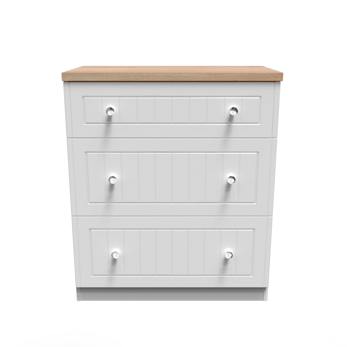 Vienna Chest of Drawers White & Light Oak 3 Drawers 39cm