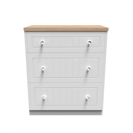 Vienna Chest of Drawers White & Light Oak 3 Drawers 39cm