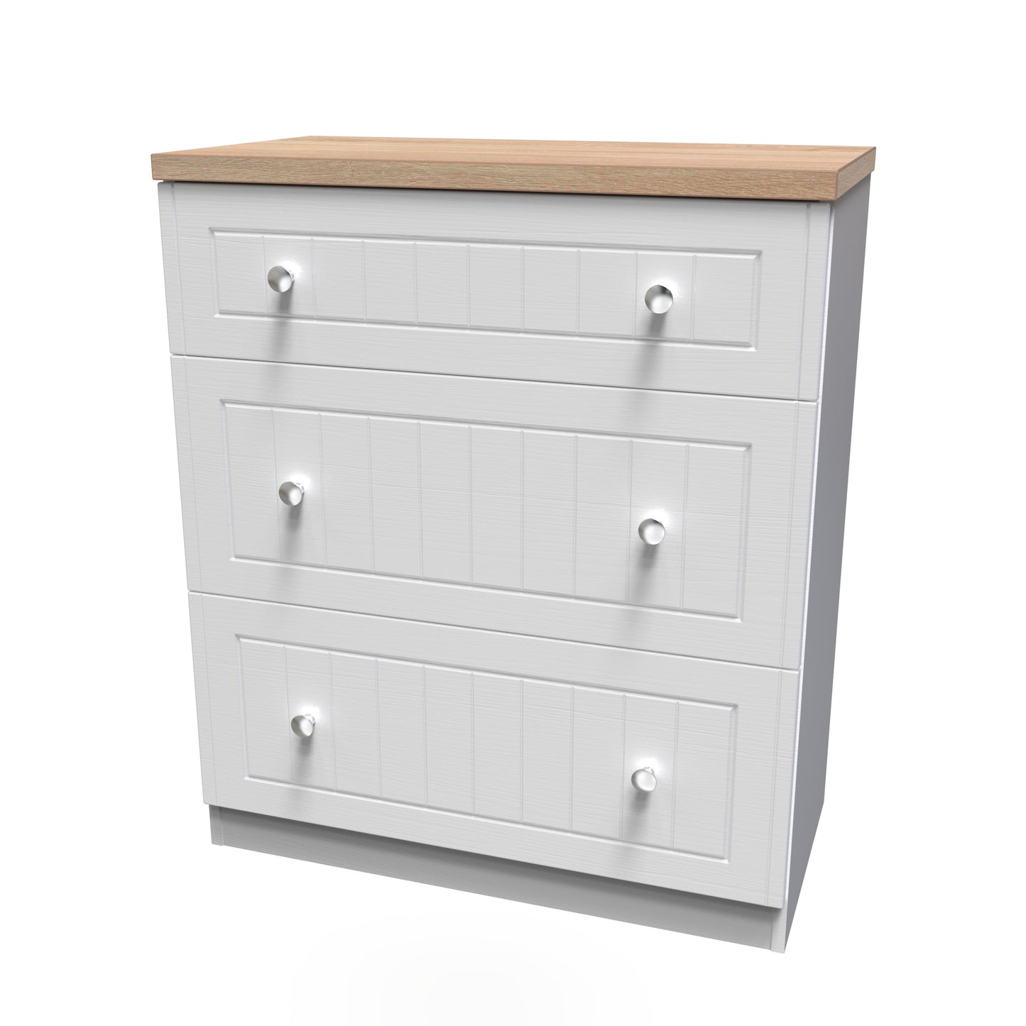 Vienna Chest of Drawers White & Light Oak 3 Drawers 39cm