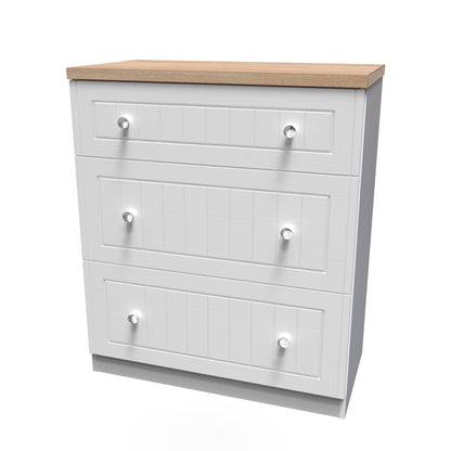 Vienna Chest of Drawers White & Light Oak 3 Drawers 39cm