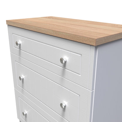 Vienna Chest of Drawers White & Light Oak 3 Drawers 39cm