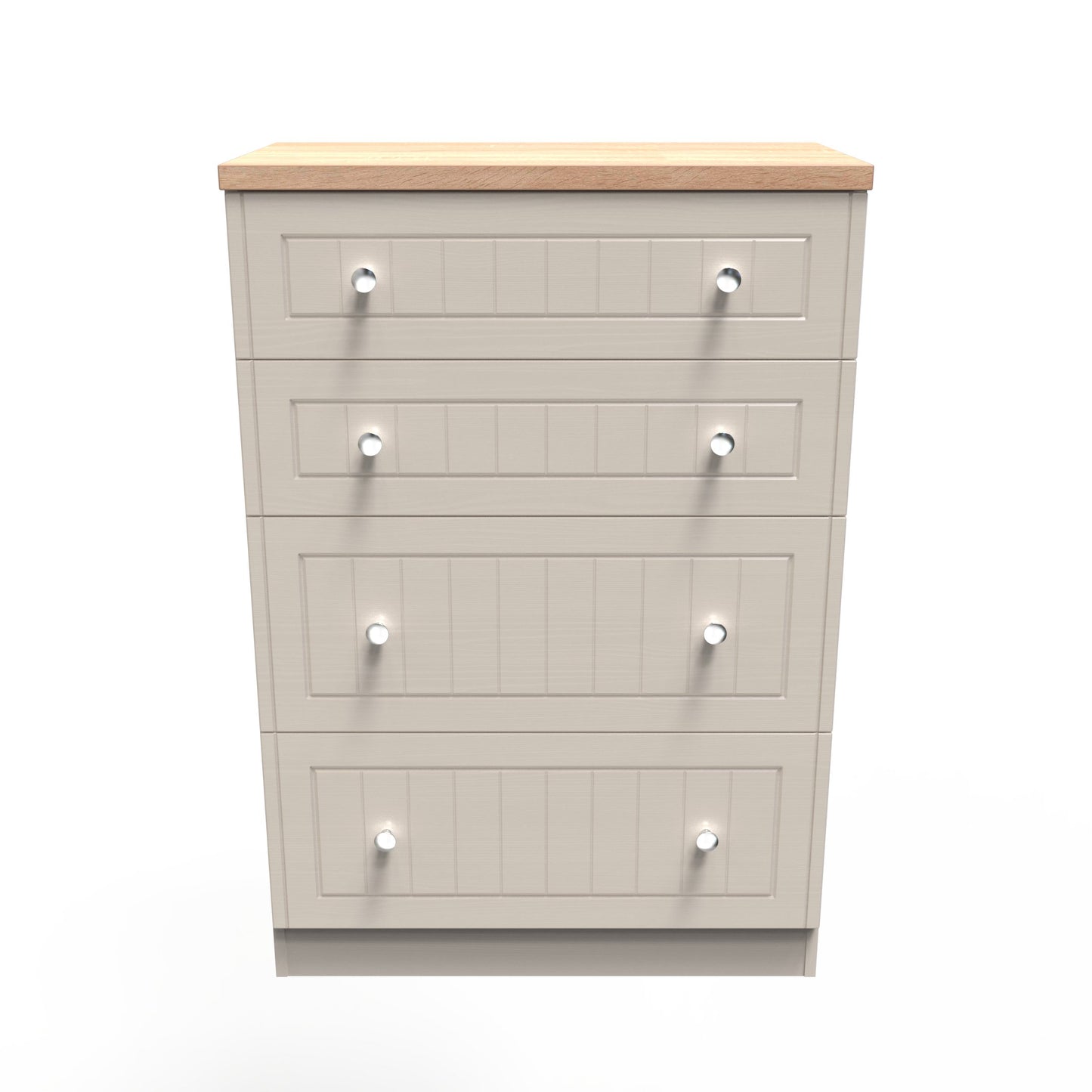 Vienna Tall Chest of Drawers Off-white & Light Oak 4 Drawers 74cm