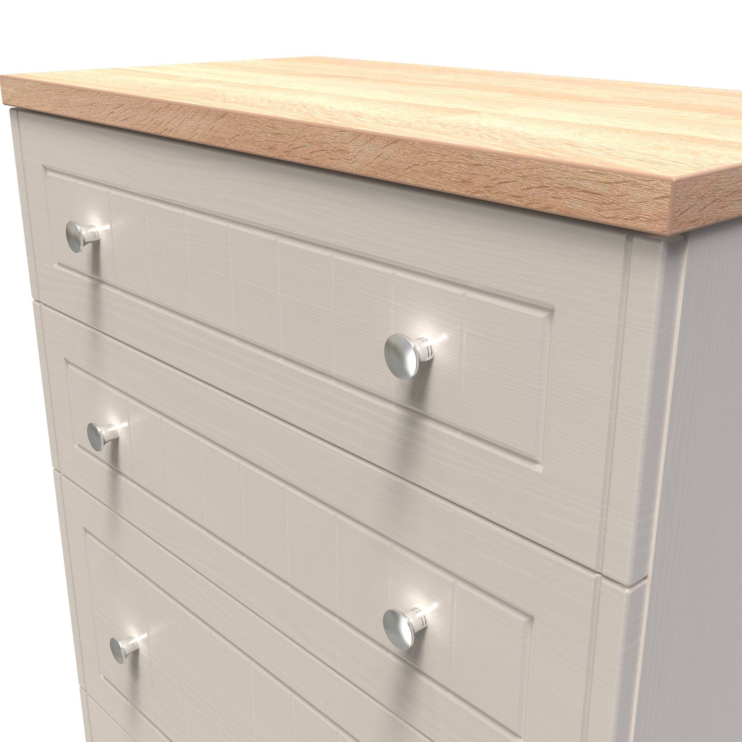 Vienna Tall Chest of Drawers Off-white & Light Oak 4 Drawers 74cm