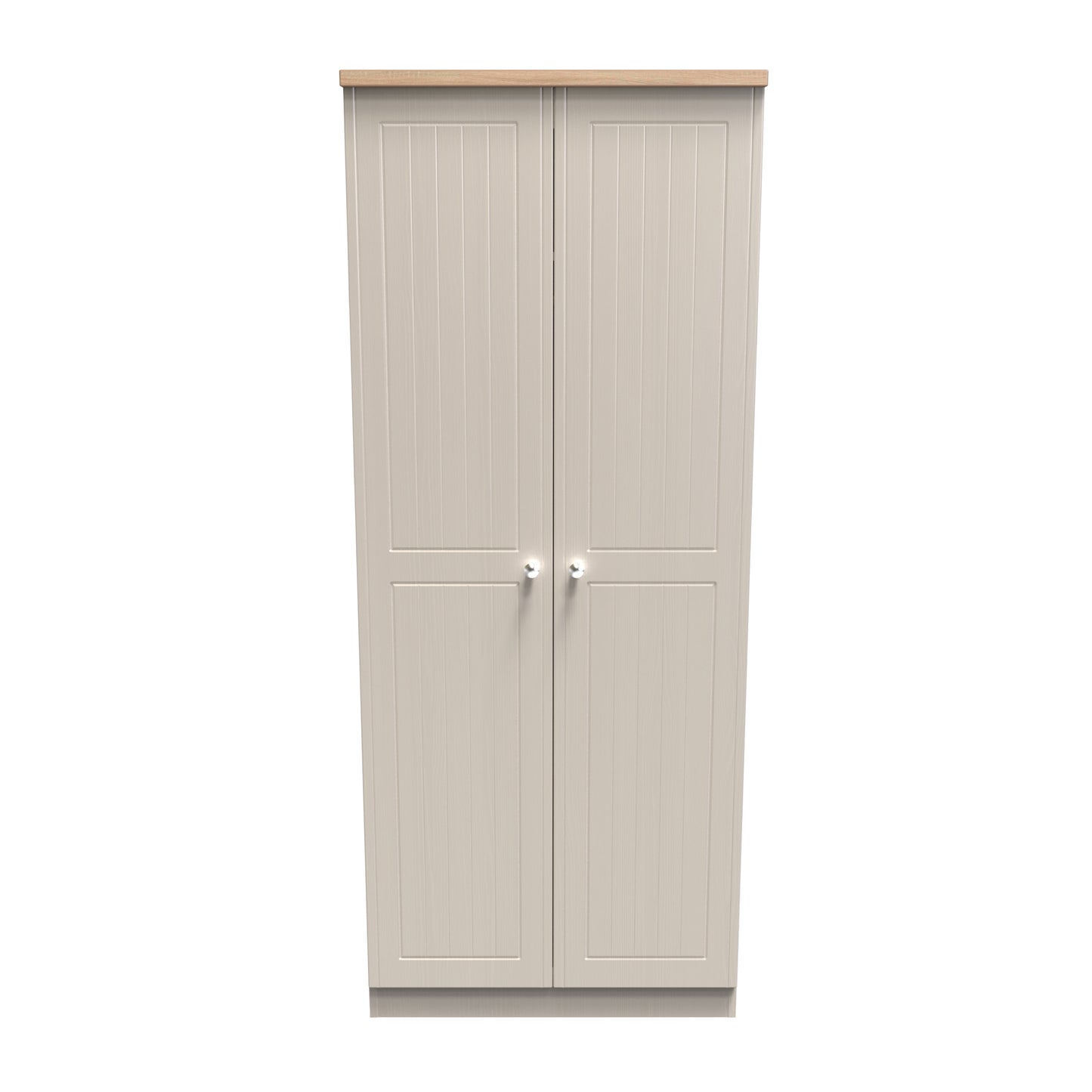 Vienna Tall Wardrobe Off-white & Light Oak 2 Doors 1 Shelf 74cm