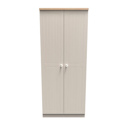 Vienna Tall Wardrobe Off-white & Light Oak 2 Doors 1 Shelf 74cm