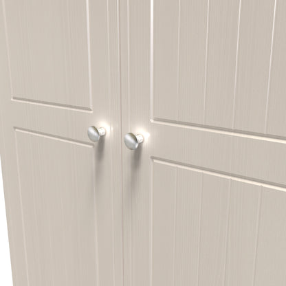 Vienna Tall Wardrobe Off-white & Light Oak 2 Doors 1 Shelf 74cm