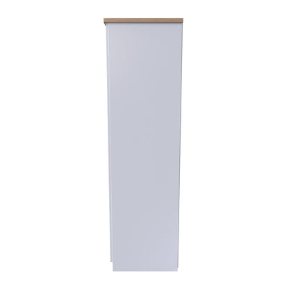 Vienna Tall Wardrobe White & Light Oak 2 Doors 1 Shelf 74cm