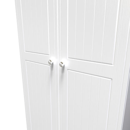 Vienna Tall Wardrobe White & Light Oak 2 Doors 1 Shelf 74cm