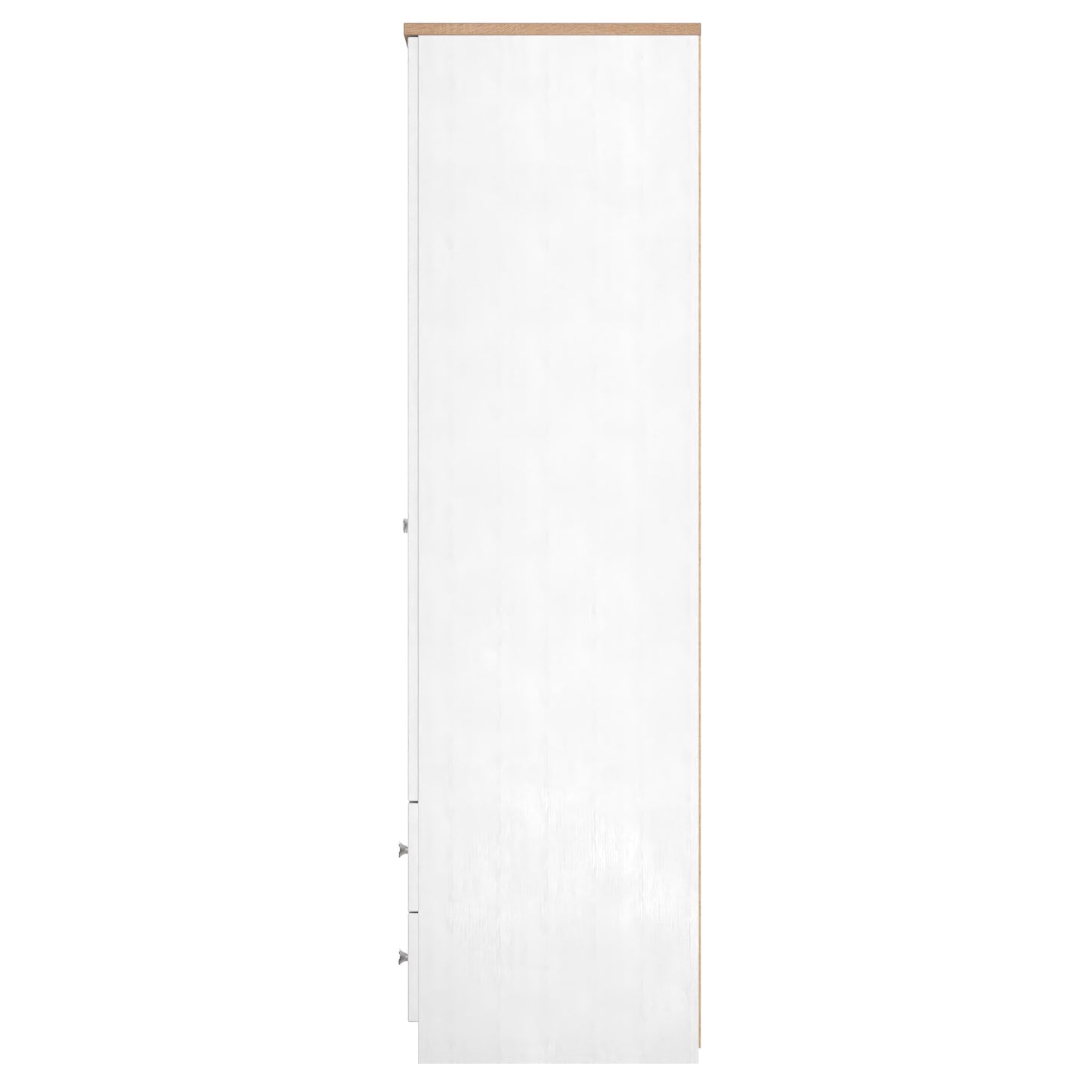 Vienna Tall Wardrobe White & Light Oak 2 Doors 2 Drawers 74cm