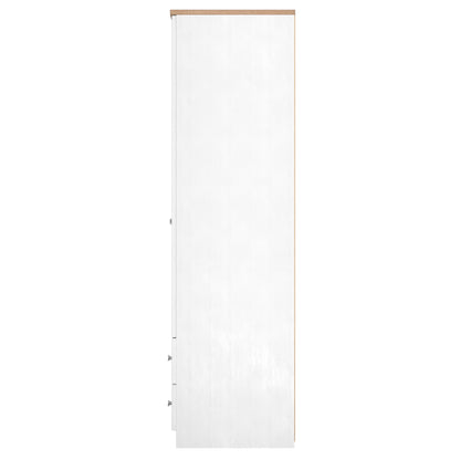 Vienna Tall Wardrobe White & Light Oak 2 Doors 2 Drawers 74cm