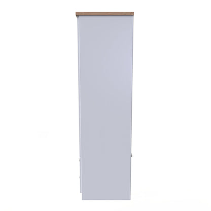 Vienna Tall Wardrobe White & Light Oak 2 Doors 2 Drawers 74cm