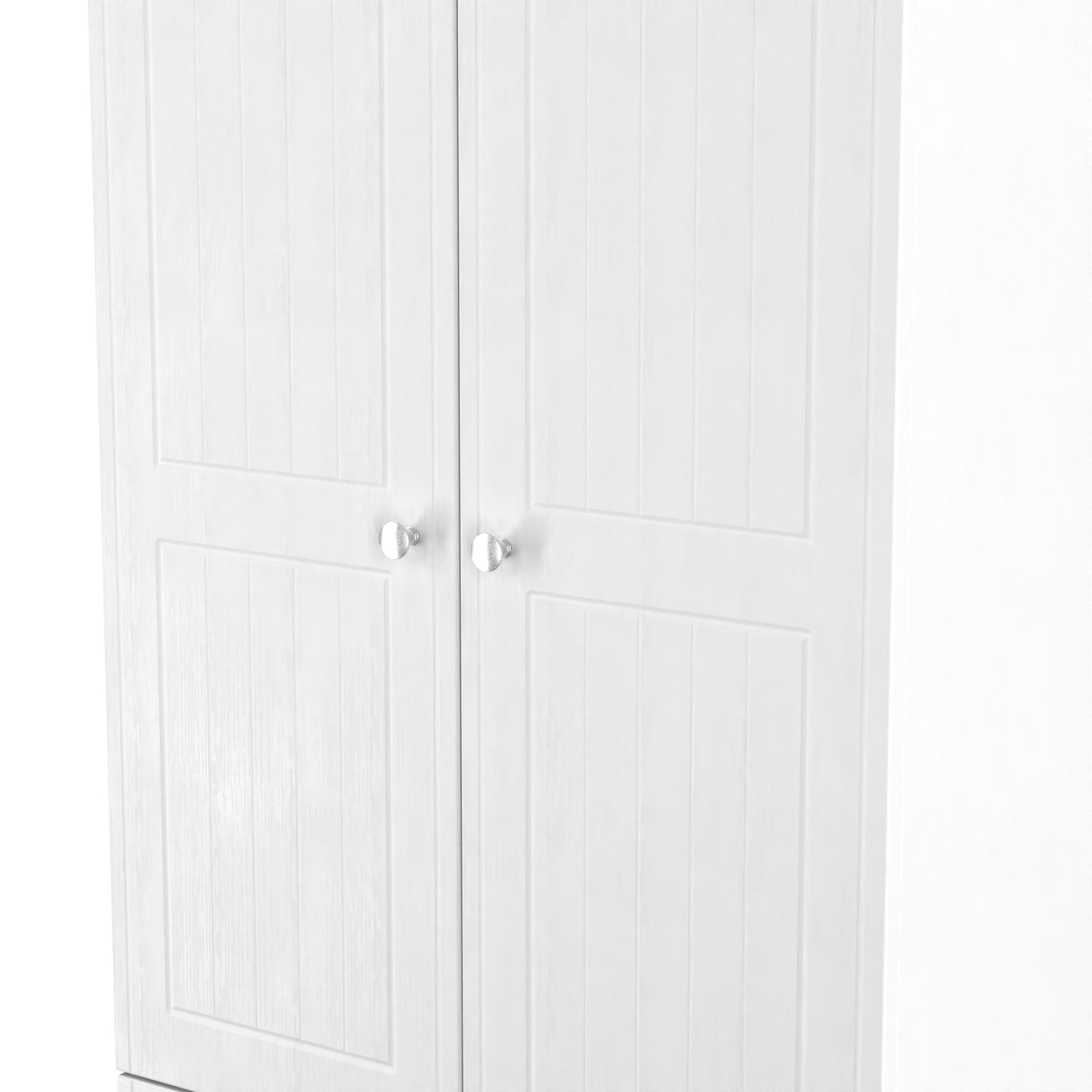Vienna Tall Wardrobe White & Light Oak 2 Doors 2 Drawers 74cm