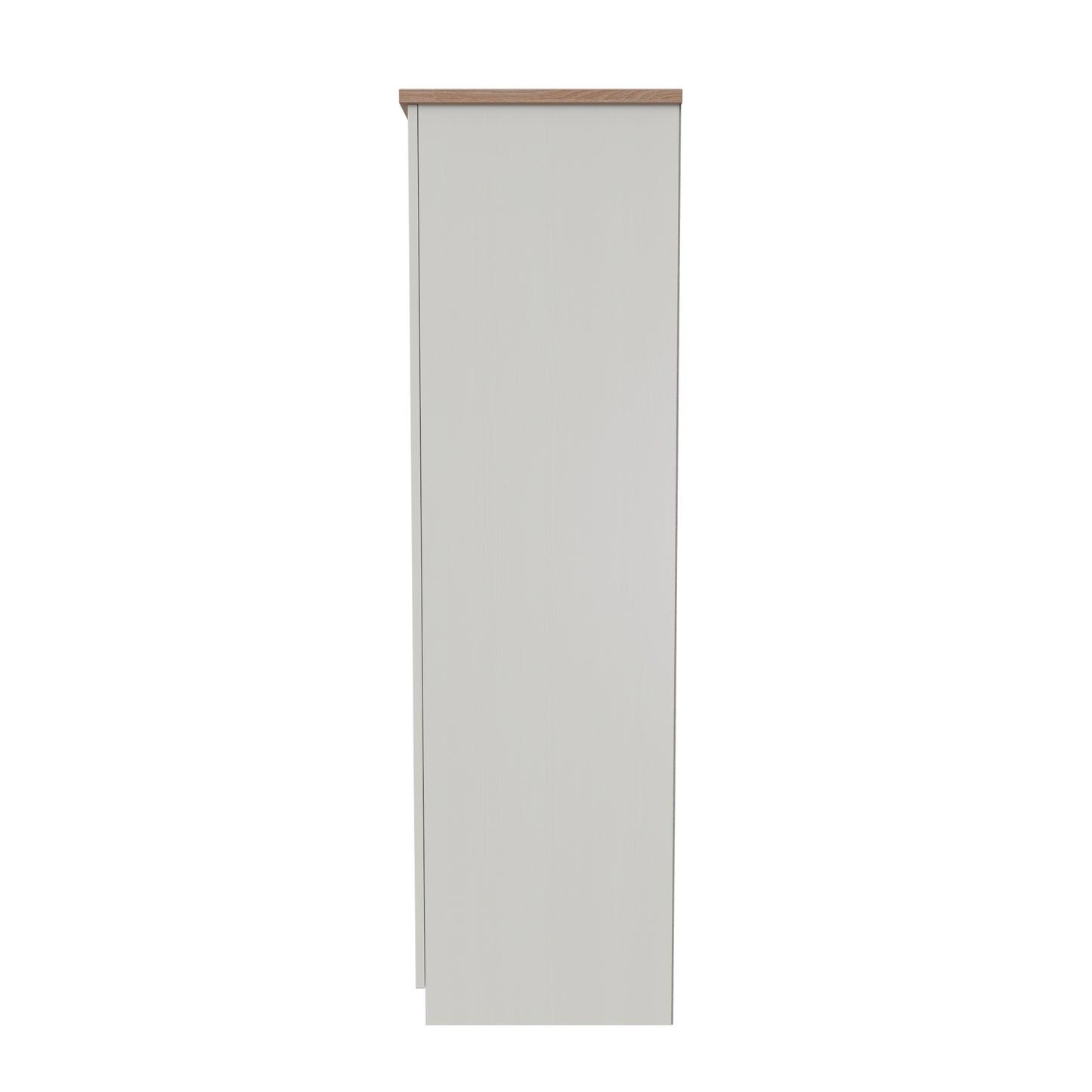 Vienna Tall Mirror Wardrobe Off-white & Light Oak 1 Shelf 111cm