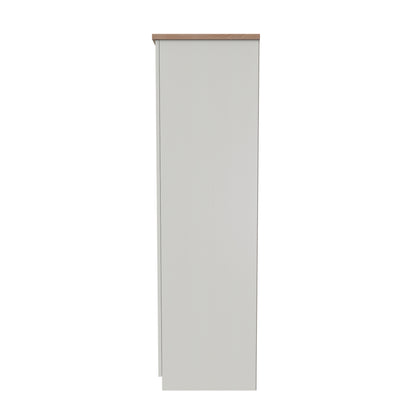 Vienna Tall Mirror Wardrobe Off-white & Light Oak 1 Shelf 111cm