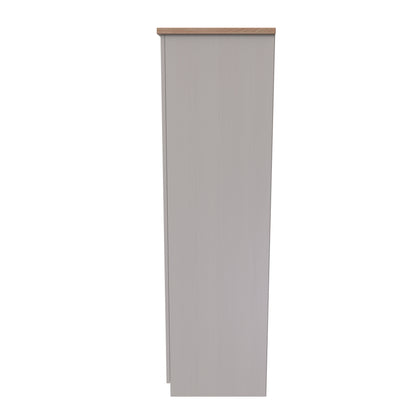 Vienna Tall Mirror Wardrobe Off-white & Light Oak 1 Shelf 111cm