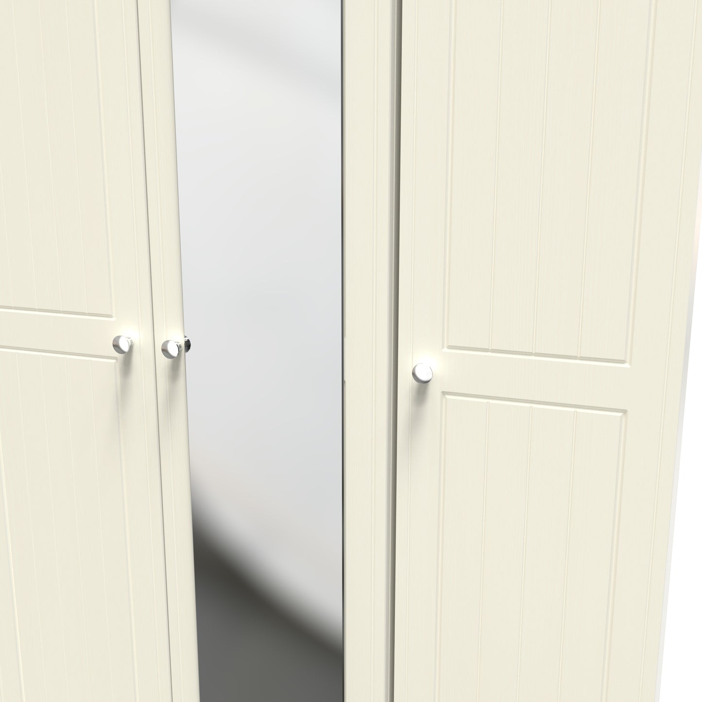 Vienna Tall Mirror Wardrobe Off-white & Light Oak 1 Shelf 111cm