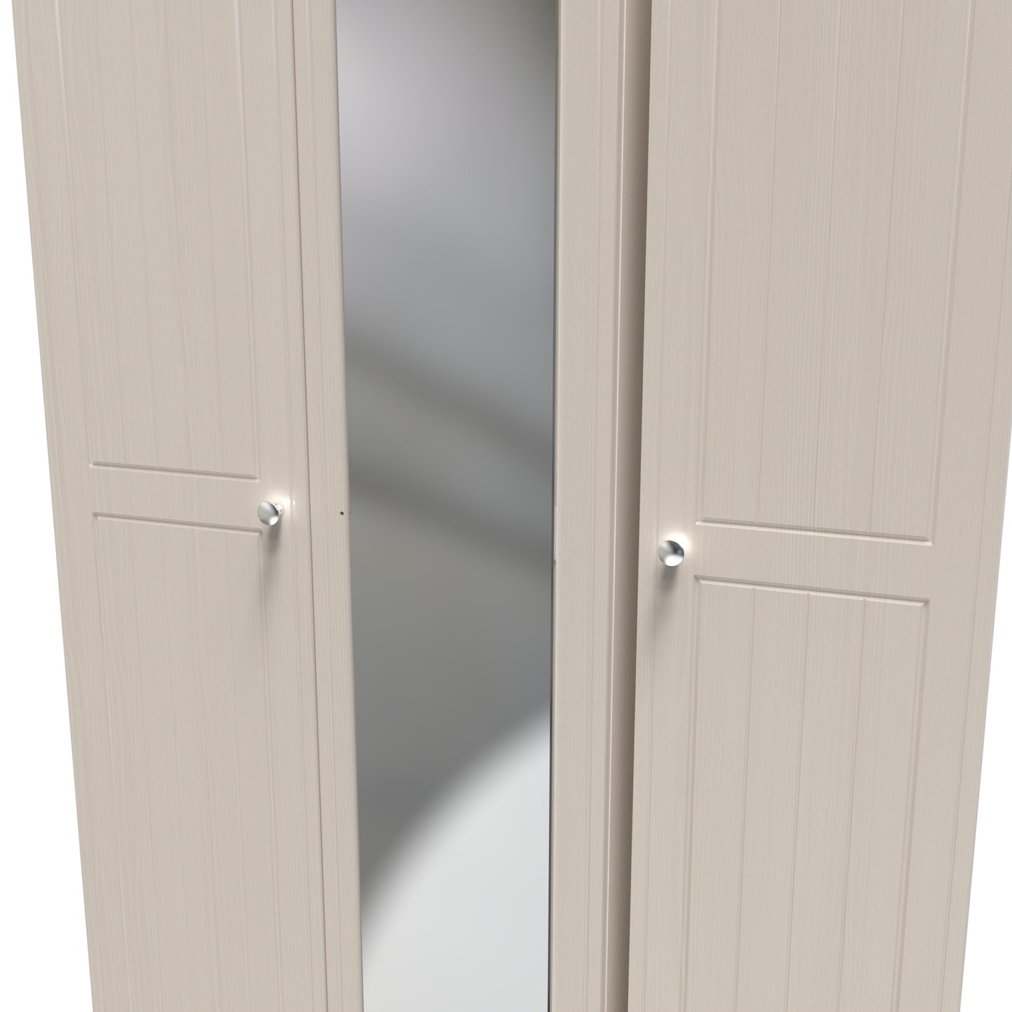 Vienna Tall Mirror Wardrobe Off-white & Light Oak 1 Shelf 111cm