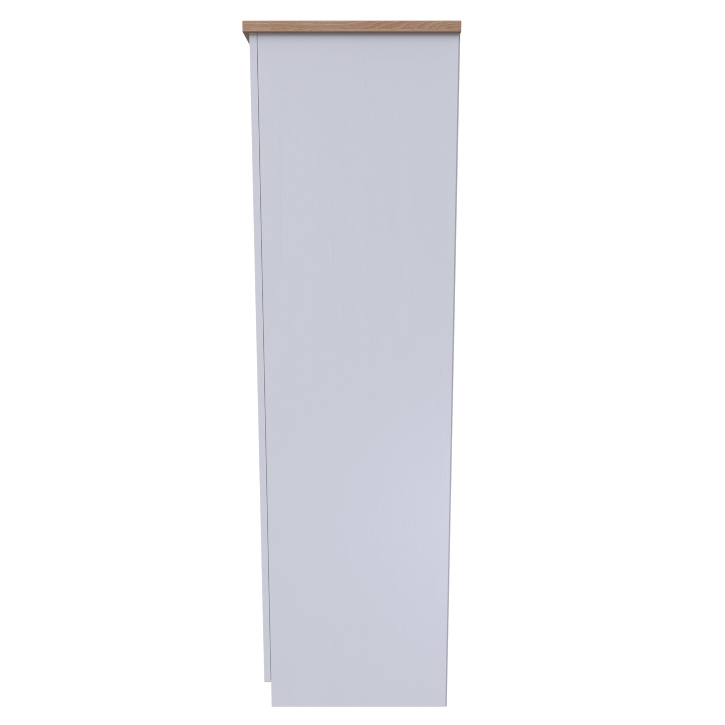 Vienna Tall Mirror Wardrobe White & Light Oak 1 Shelf 111cm