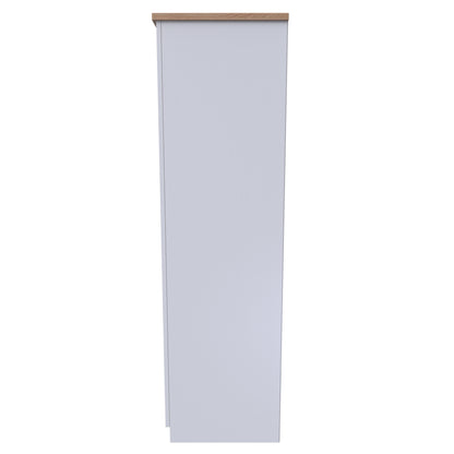 Vienna Tall Mirror Wardrobe White & Light Oak 1 Shelf 111cm