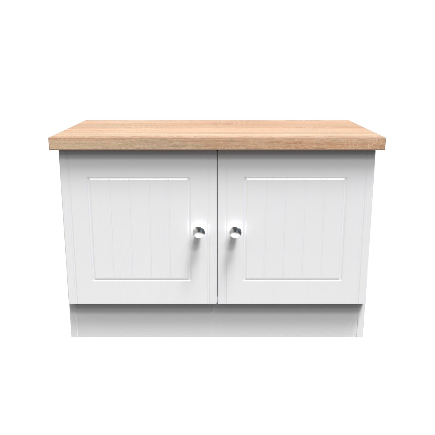 Vienna TV Unit White & Light Oak 2 Doors 74cm