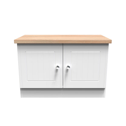 Vienna TV Unit White & Light Oak 2 Doors 74cm