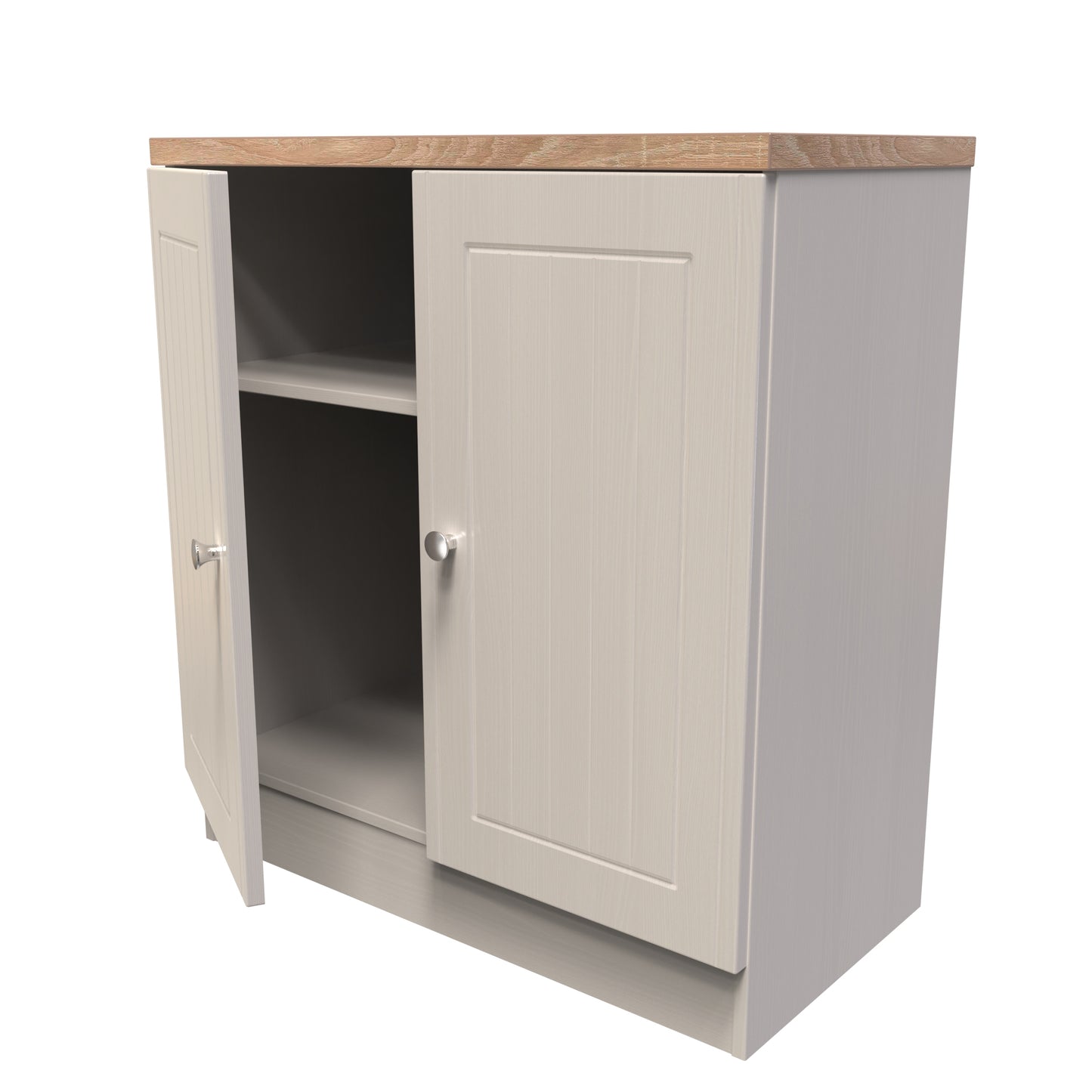 Vienna Cabinet Off-white & Light Oak 2 Doors 1 Shelf 74cm