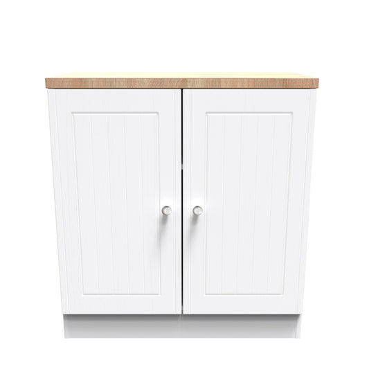 Vienna Cabinet White & Light Oak 2 Doors 1 Shelf 74cm