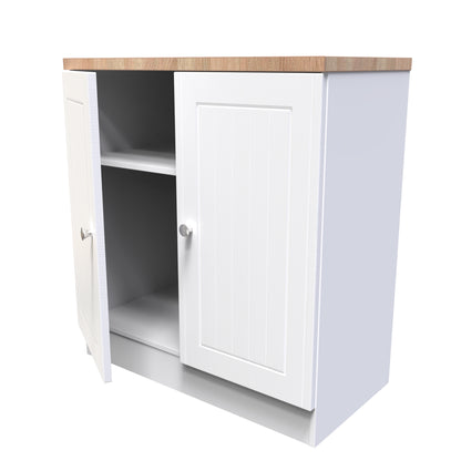 Vienna Cabinet White & Light Oak 2 Doors 1 Shelf 74cm