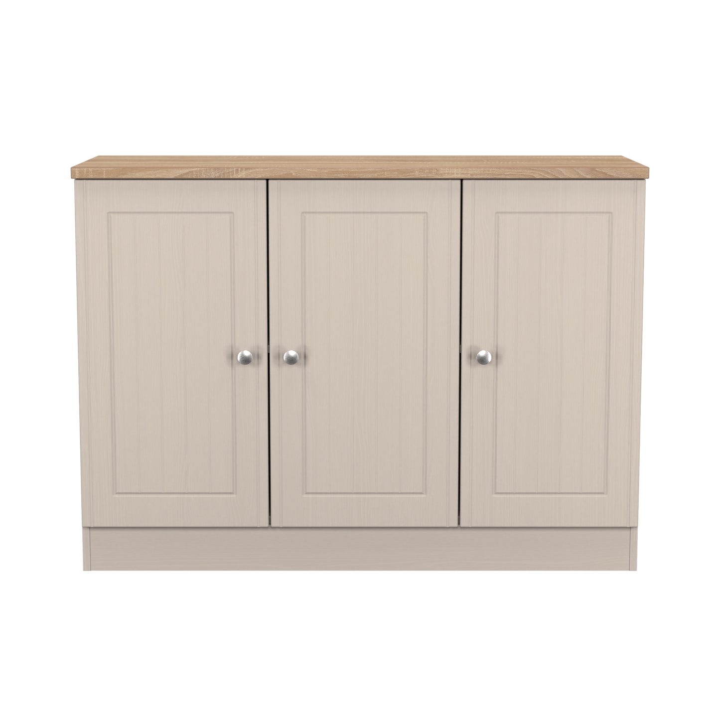 Vienna Large Sideboard Off-white & Light Oak 3 Doors 1 Shelf 110cm
