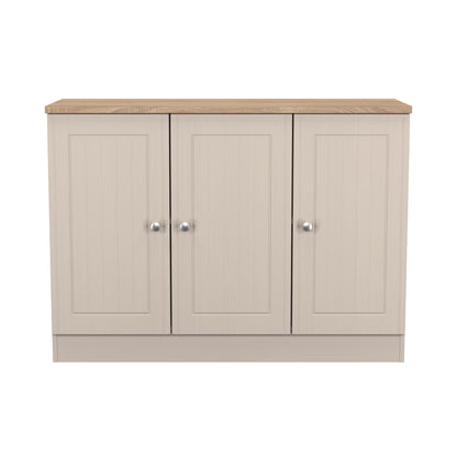 Vienna Large Sideboard Off-white & Light Oak 3 Doors 1 Shelf 110cm
