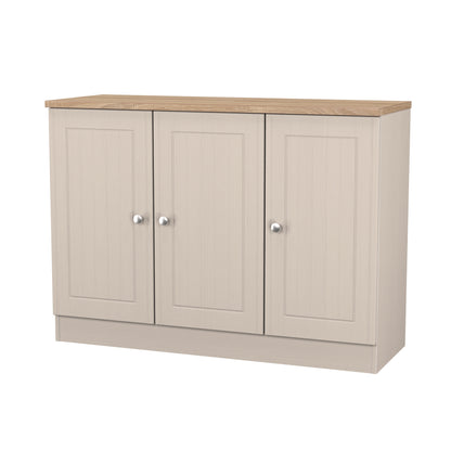 Vienna Large Sideboard Off-white & Light Oak 3 Doors 1 Shelf 110cm