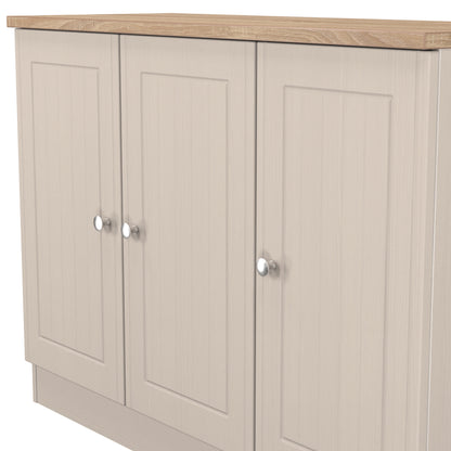 Vienna Large Sideboard Off-white & Light Oak 3 Doors 1 Shelf 110cm
