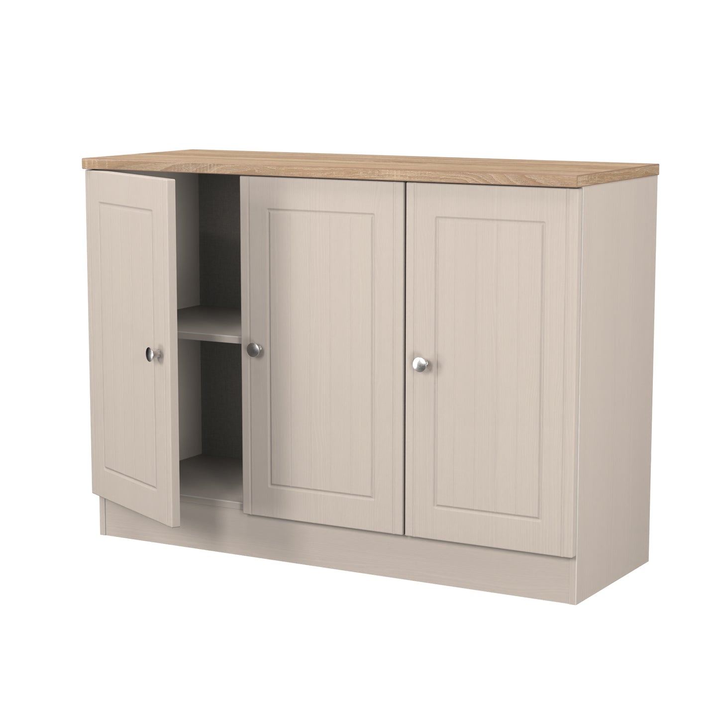 Vienna Large Sideboard Off-white & Light Oak 3 Doors 1 Shelf 110cm