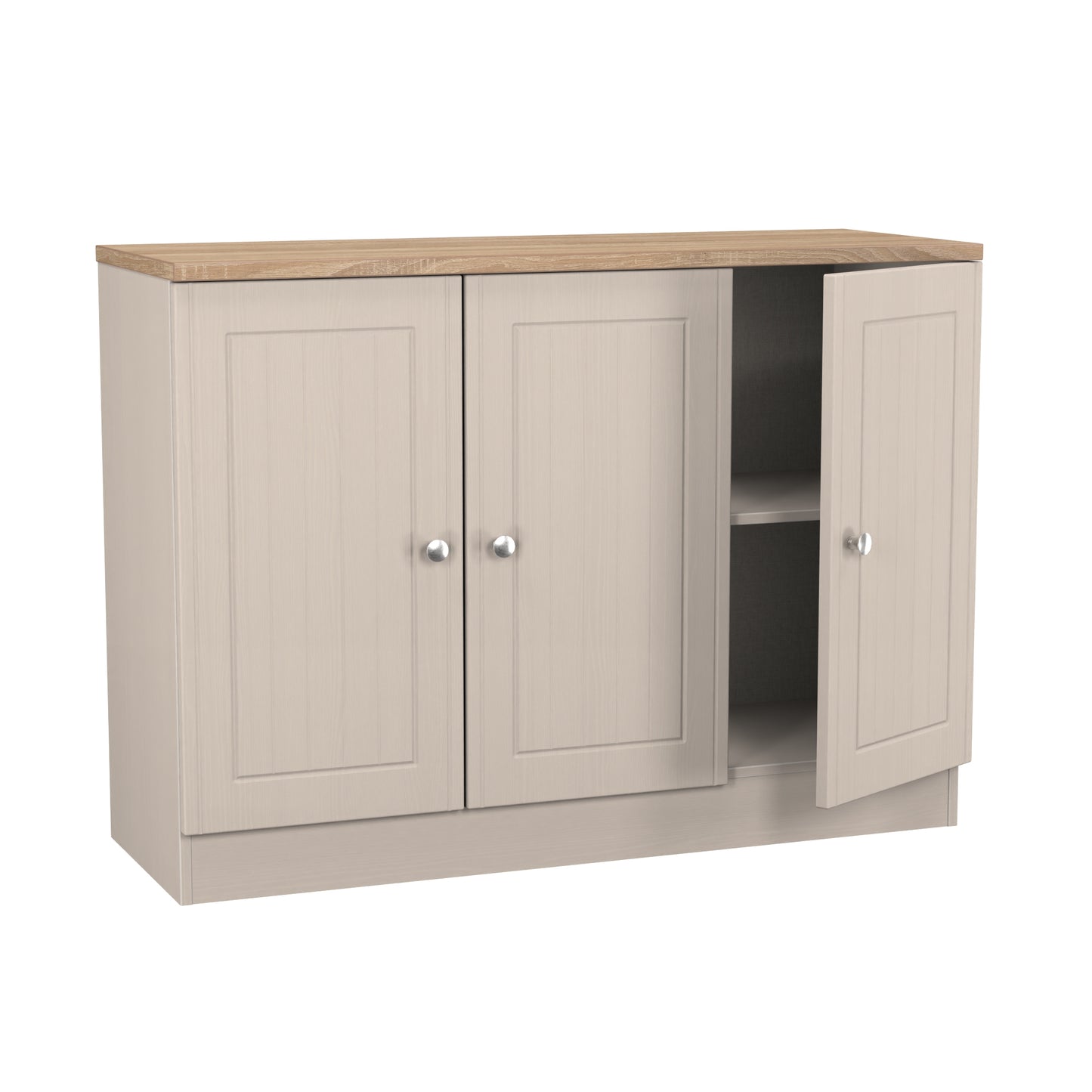 Vienna Large Sideboard Off-white & Light Oak 3 Doors 1 Shelf 110cm
