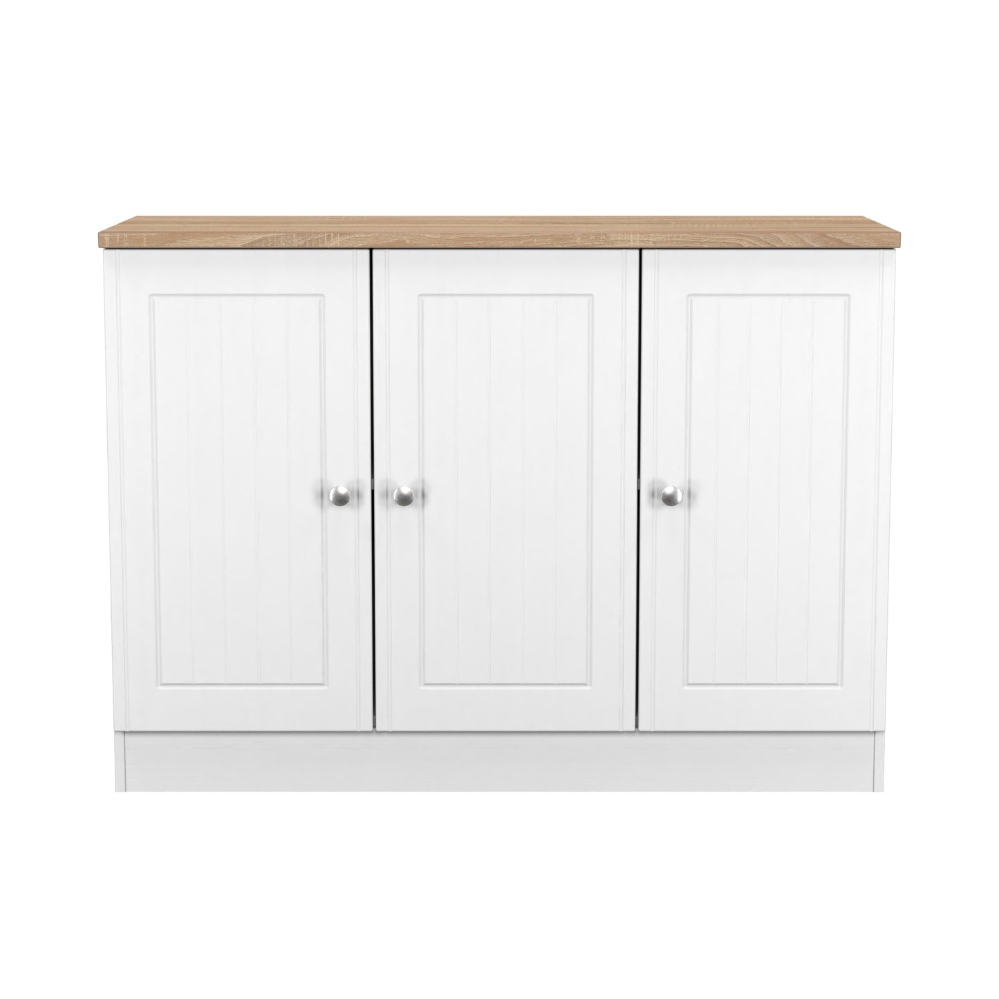 Vienna Large Sideboard White & Light Oak 3 Doors 1 Shelf 110cm