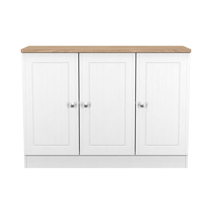 Vienna Large Sideboard White & Light Oak 3 Doors 1 Shelf 110cm