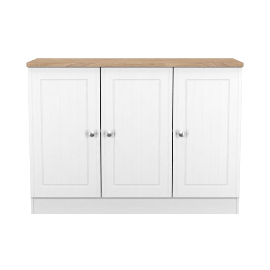 Vienna Large Sideboard White & Light Oak 3 Doors 1 Shelf 110cm