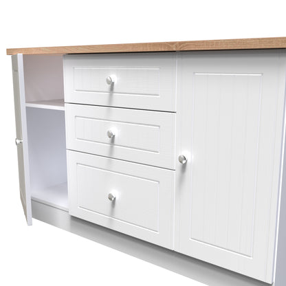 Vienna Large Sideboard White & Light Oak 2 Doors 2 Shelves 3 Drawers 126cm